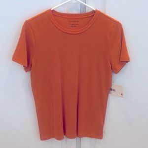 Liz Claiborne lady’s top, short sleeve, Medium, orange color.